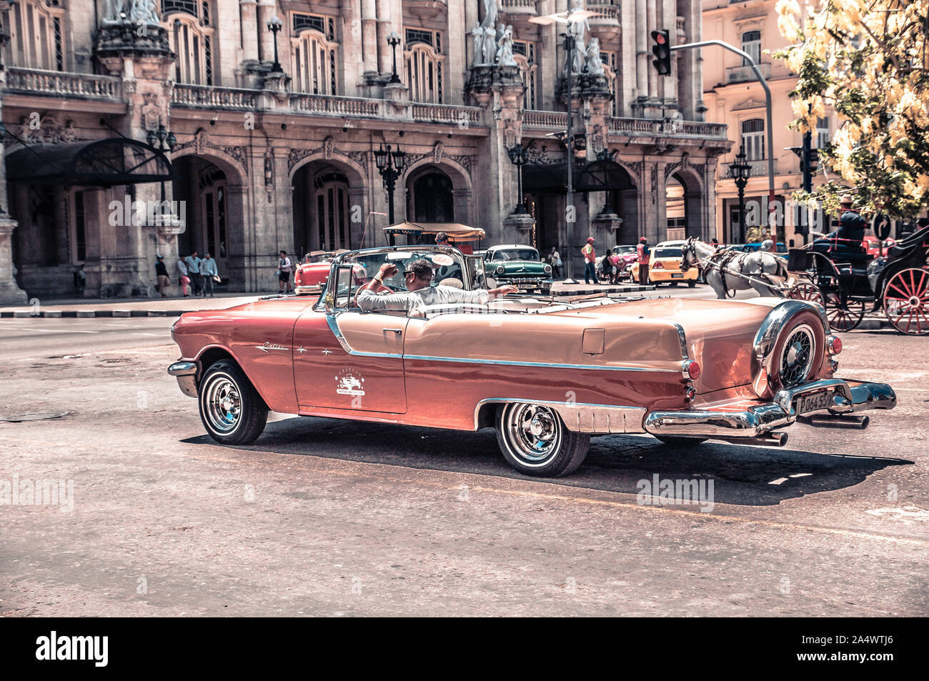 Picture Taken in Cuba, Havana, American Classic, Old Timer Stock Photo