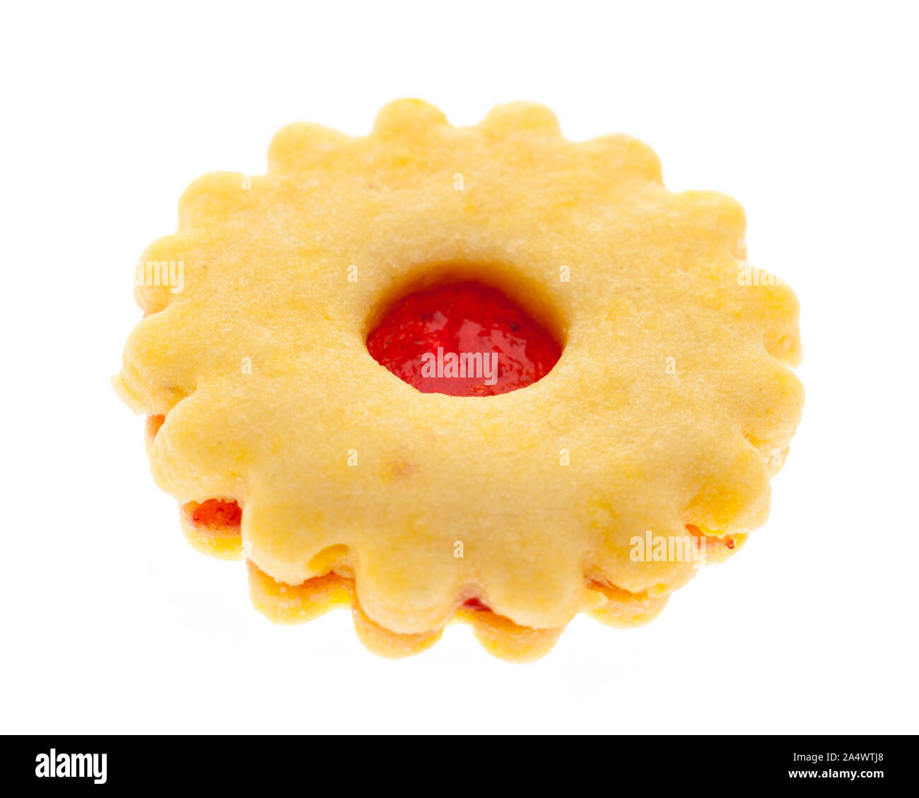 christmas cookies Butter biscuits with jam in the middle isolated on