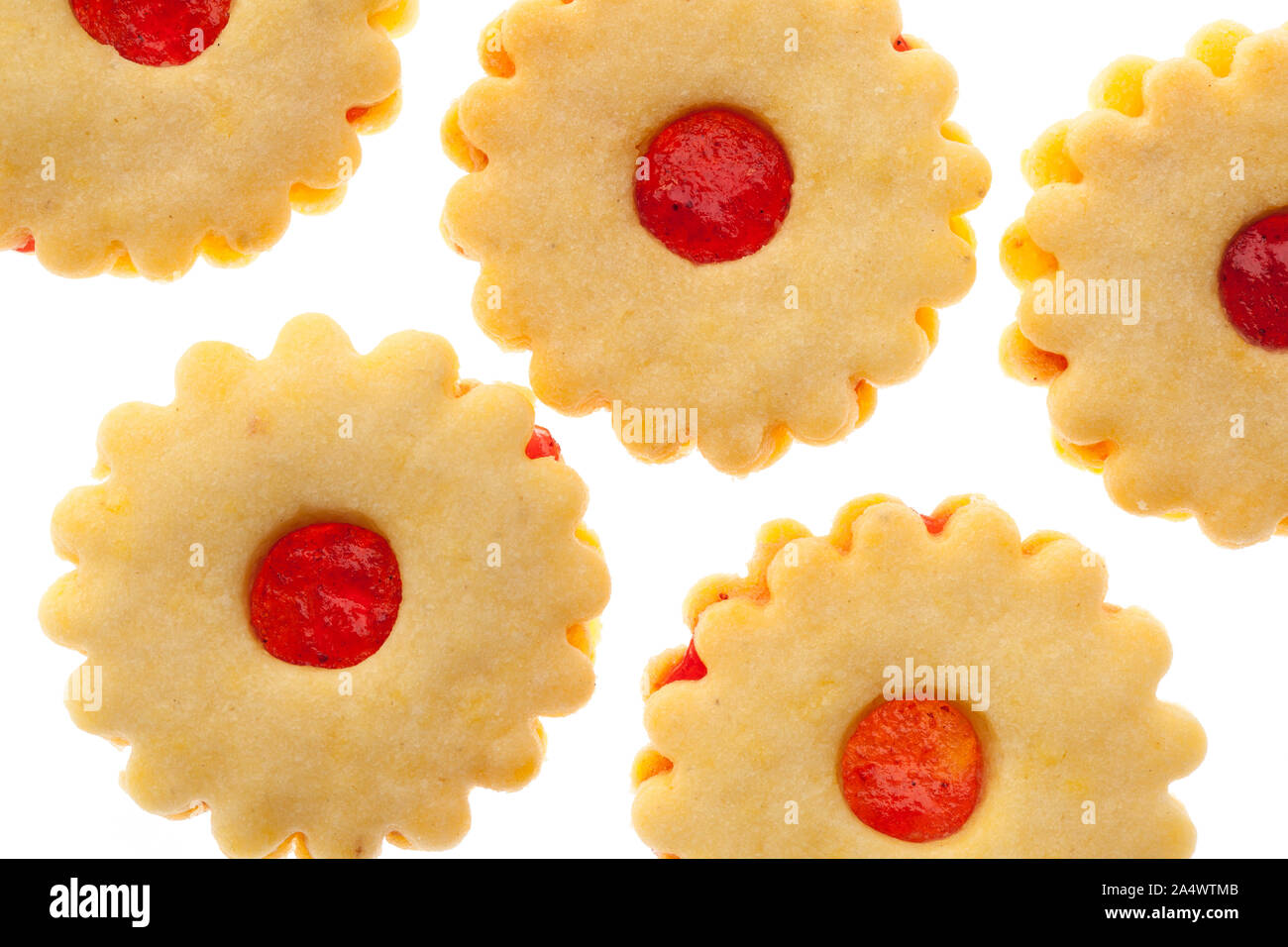 christmas bakery: Several cookies from above on white background Stock Photo