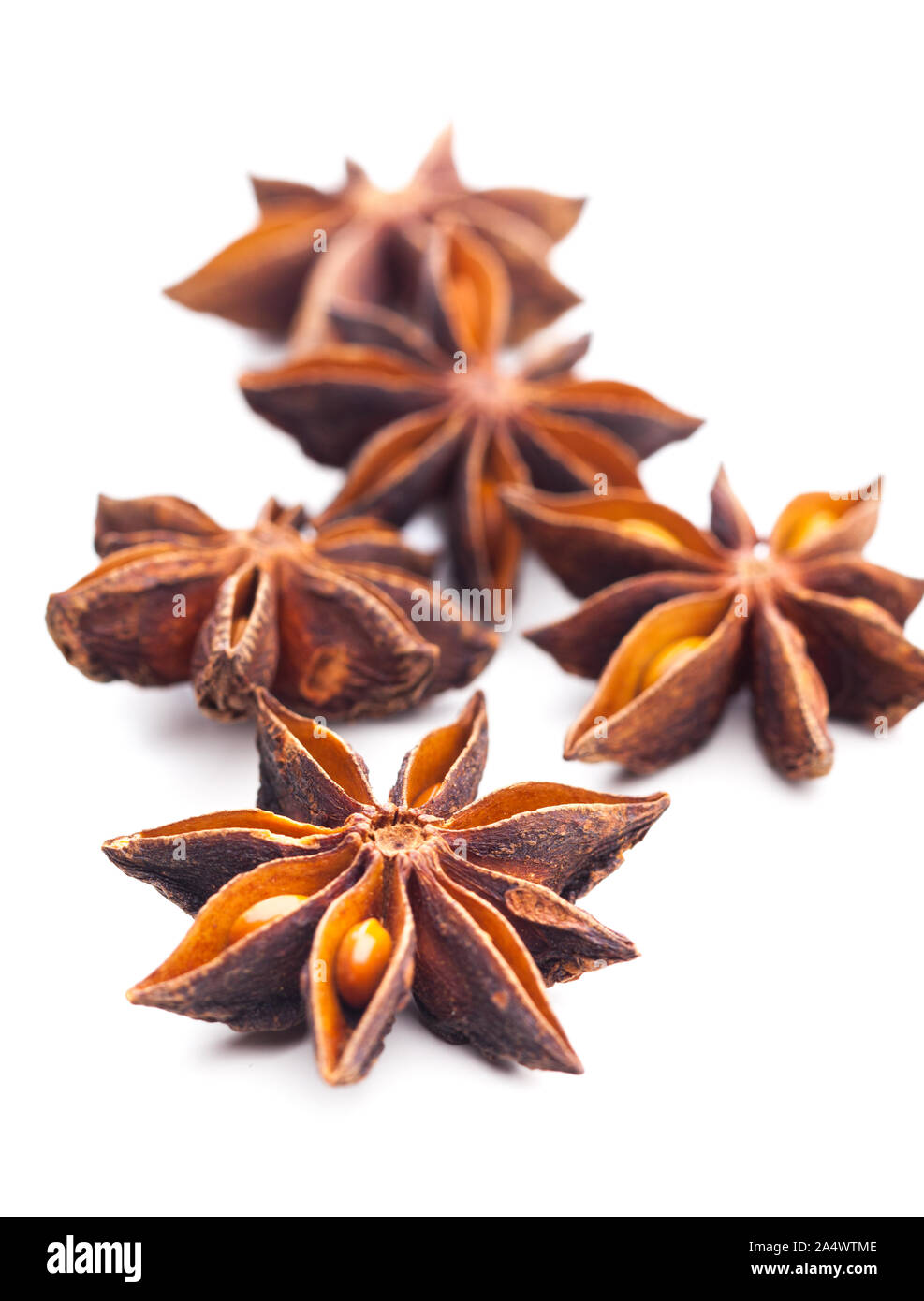 Several star anise isolated on white background Stock Photo