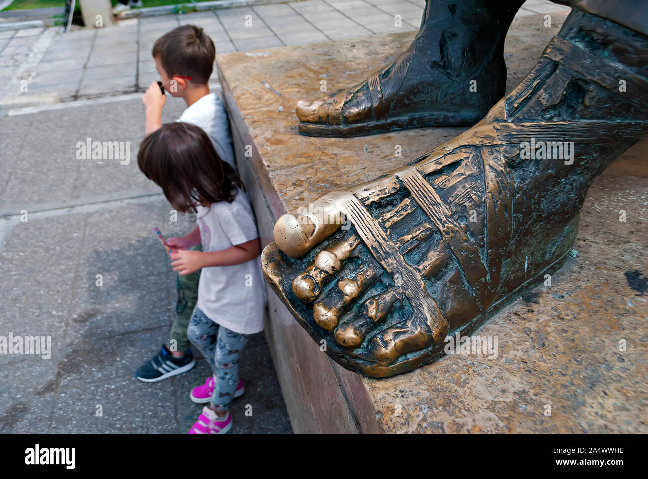 Detail of the Aristotle statue;Thessaloniki Greece; Stock Photo