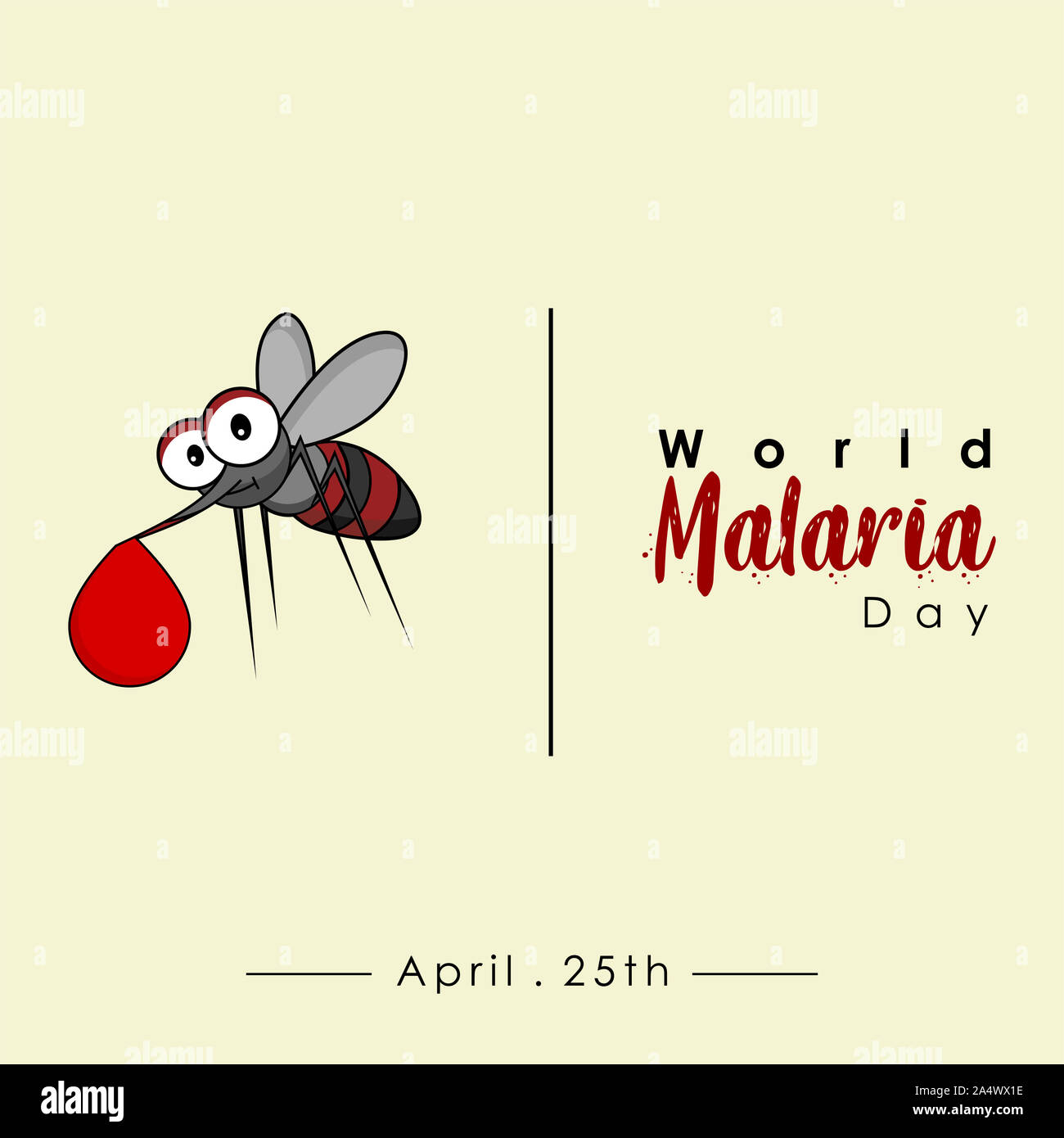 World Malaria Day with flying mosquitoes carry the blood vector cartoon  design Stock Photo - Alamy