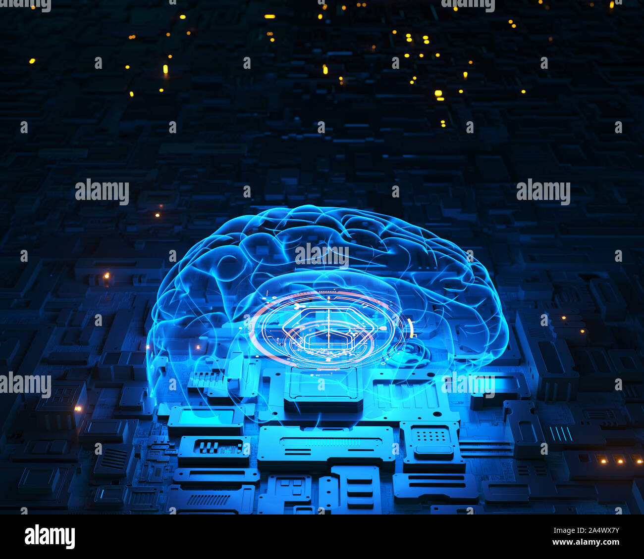 Big data and artificial intelligence concept. 3D illustration Stock ...