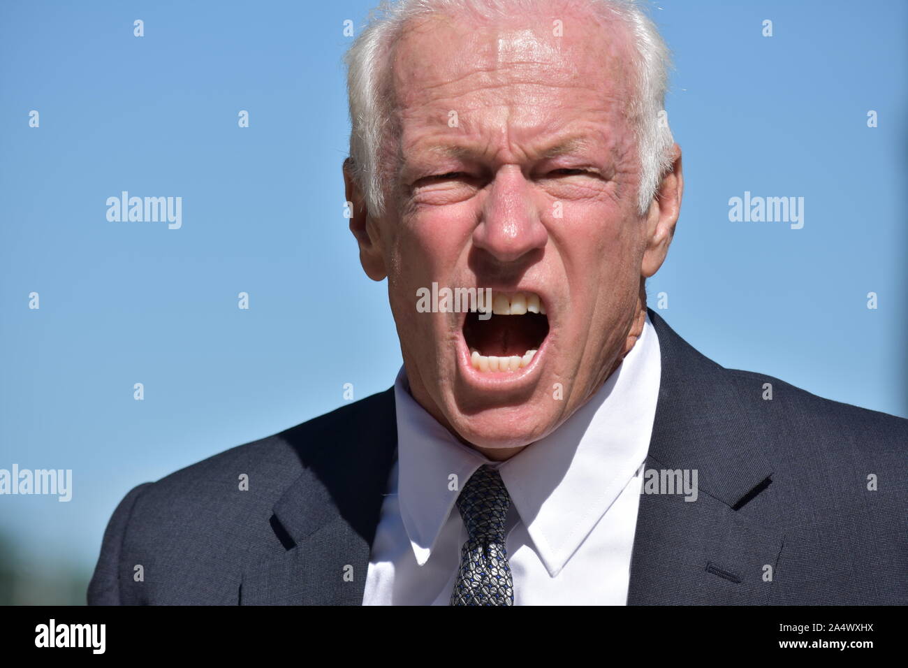 Upset Adult Senior Business Man Wearing Suit And Tie Isolated Stock ...