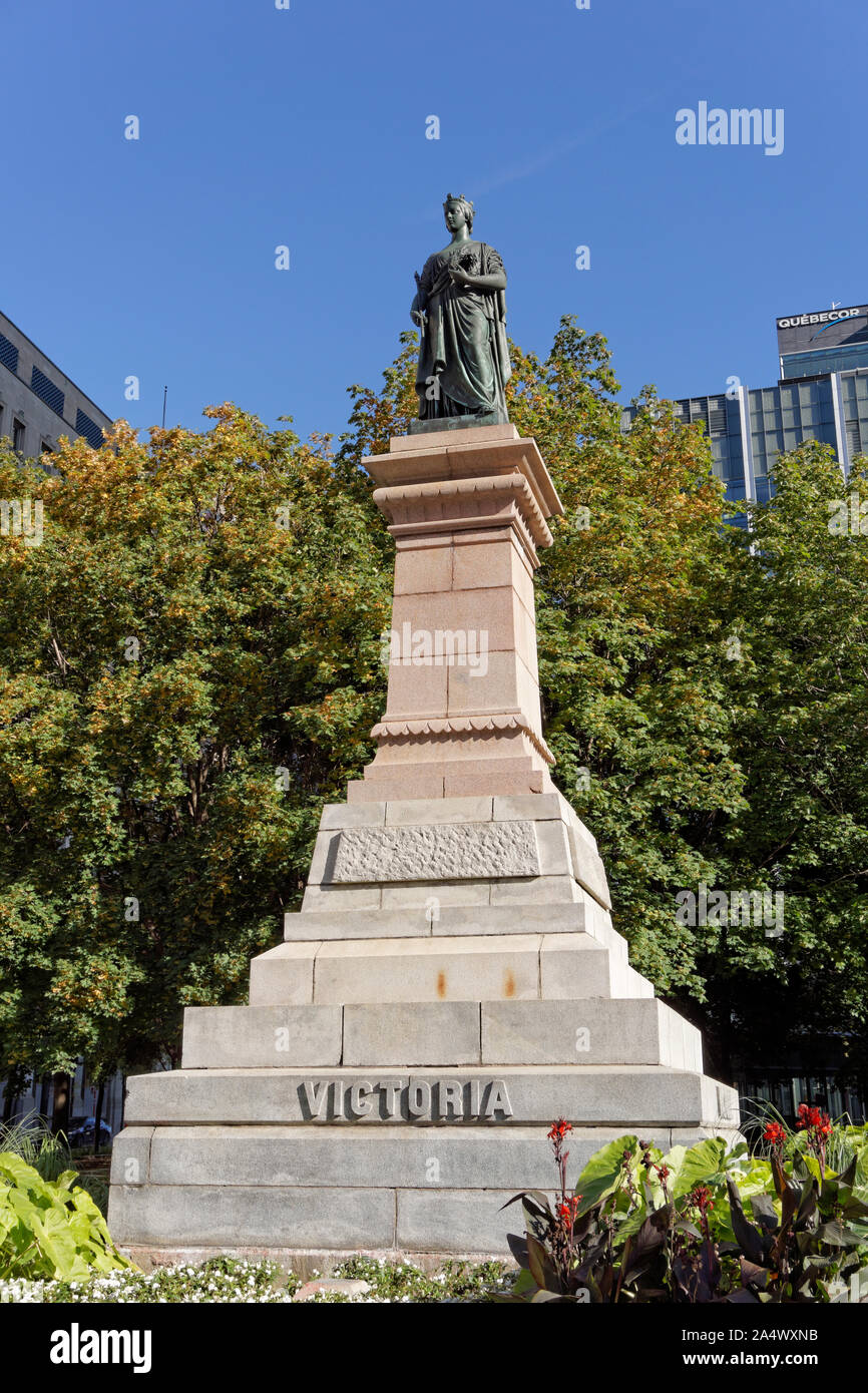 Statue of Queen Victoria as a young woman in Victoria Square, Montreal