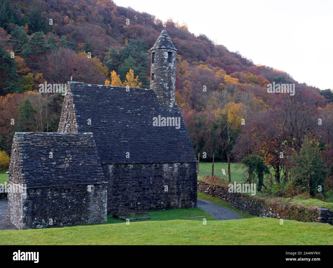 St.Kevin's Church, Glendalough, Wicklow Mountains National Park, County Wicklow, Ireland Stock Photo