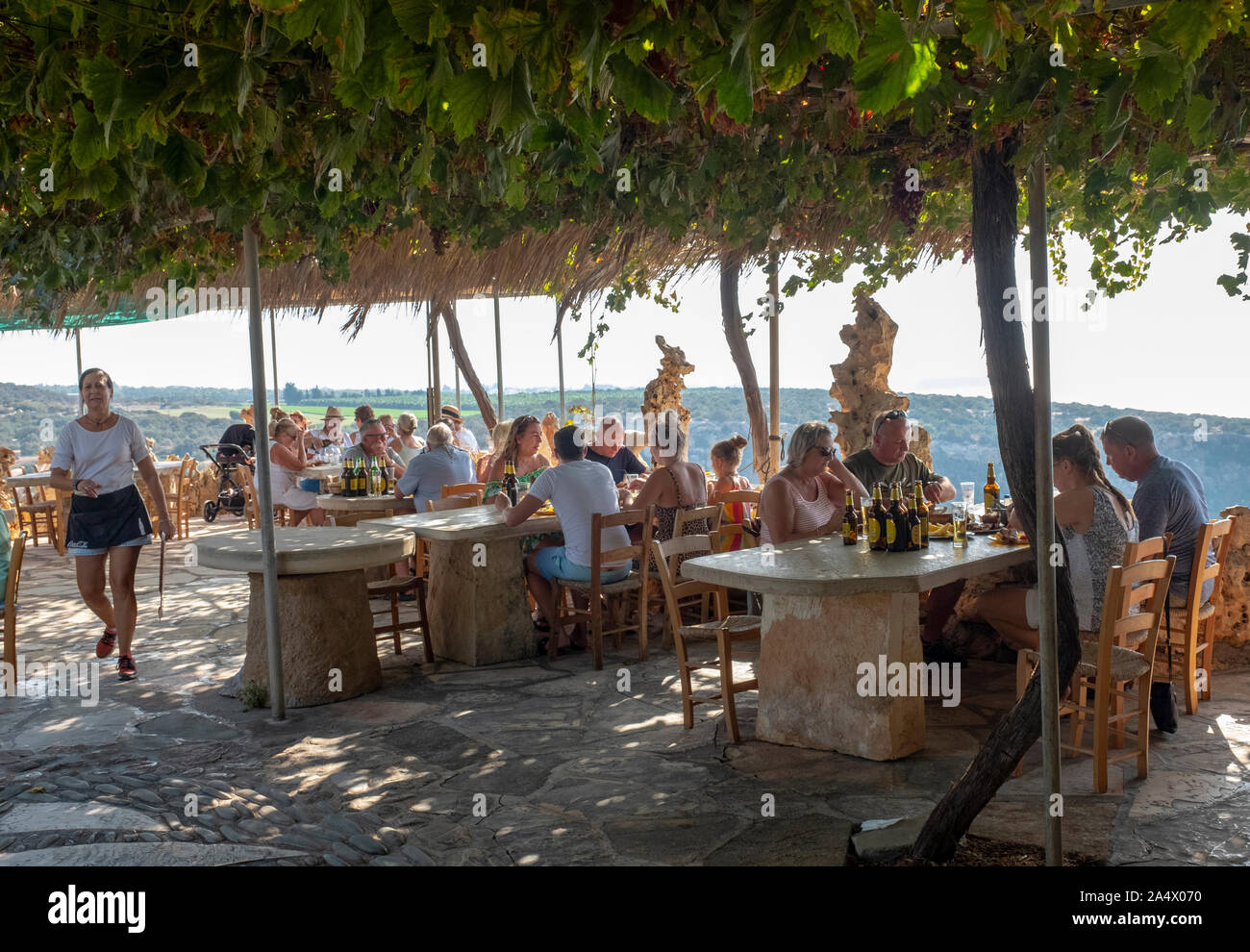 The Last Castle (Viklari) open air restaurant, on the Akamas peninsula, Paphos region, Cyprus. Stock Photo
