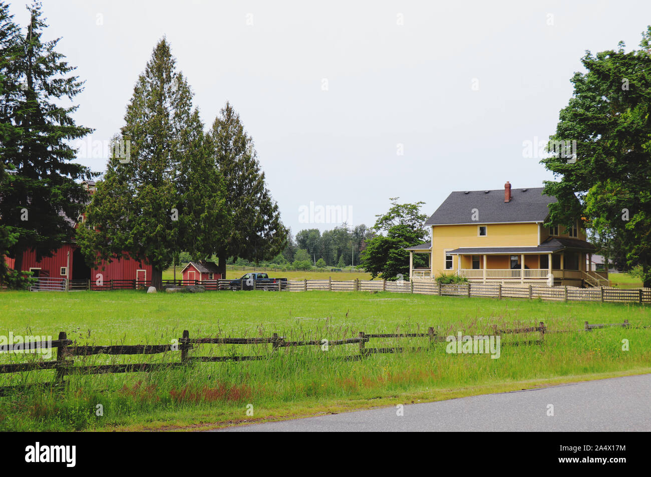 Aldergrove, Canada - June 9, 2019: View of Beautiful farm which have been used as filming location "Kent Farm" in TV Show "Smallville" and this Place Stock Photo