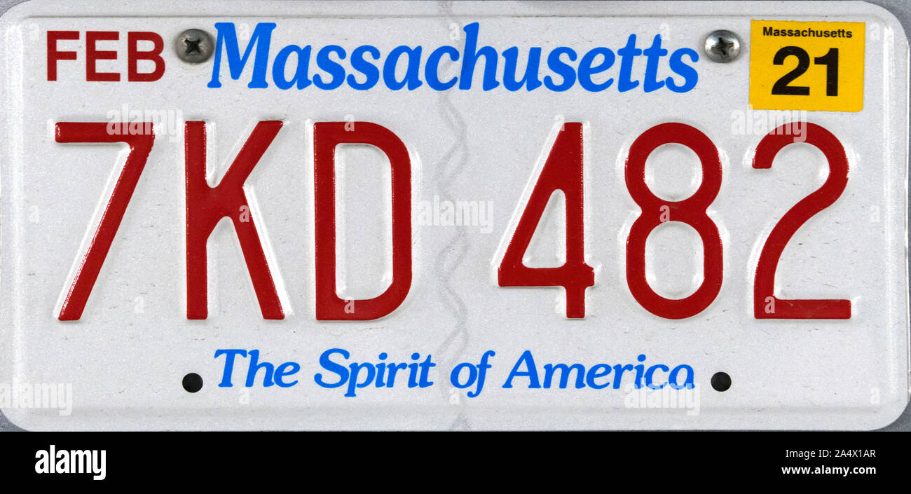 Massachusetts License Plate, USA Stock Photo