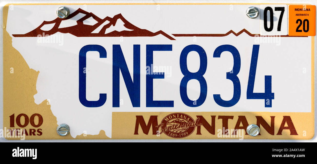 Montan License Plate, USA Stock Photo