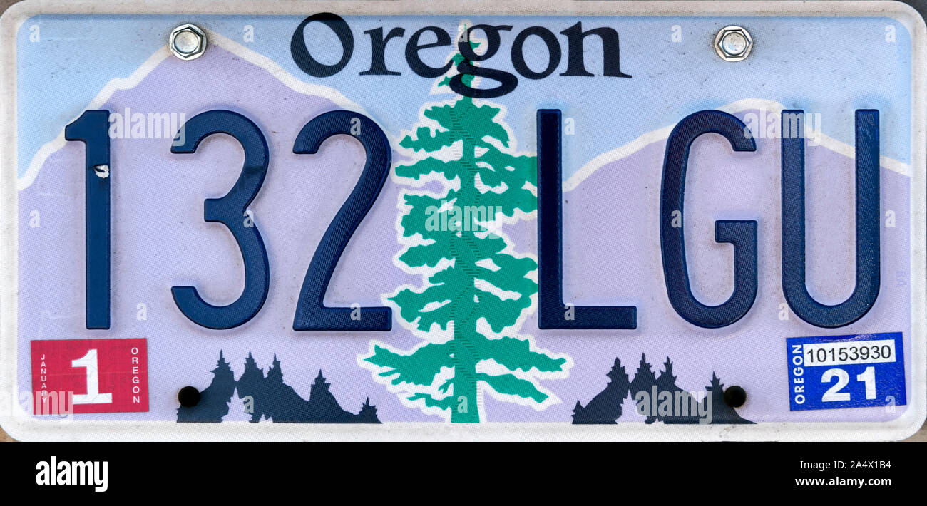 Oregon License Plate, USA Stock Photo