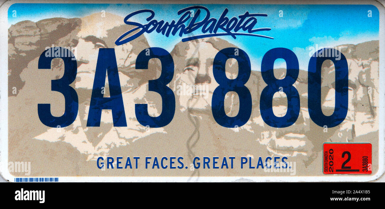 South Dakota License Plate, USA Stock Photo
