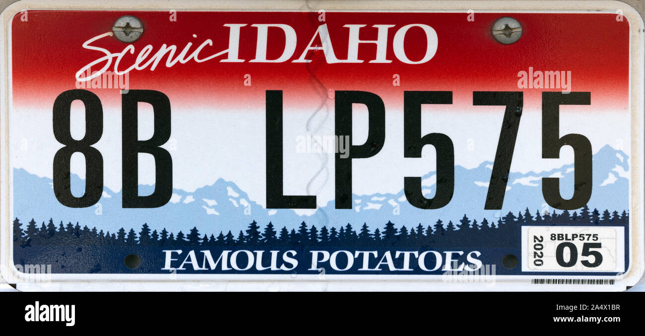 Idaho License Plate, USA Stock Photo
