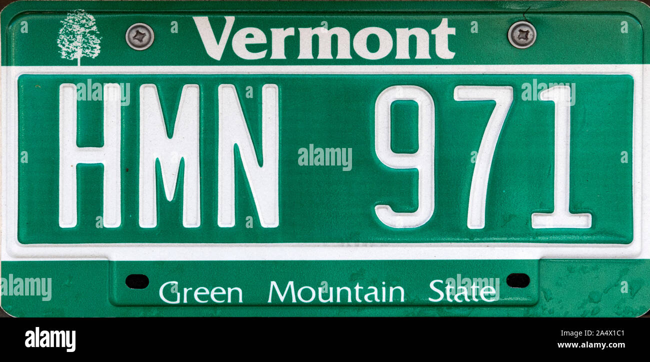 Vermont License Plate, USA Stock Photo