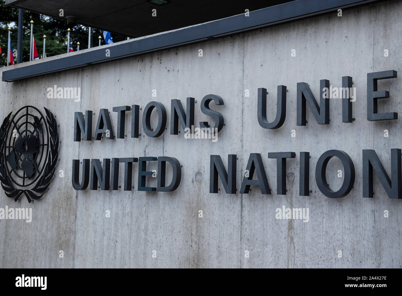 Name of United Nations, Geneva Stock Photo