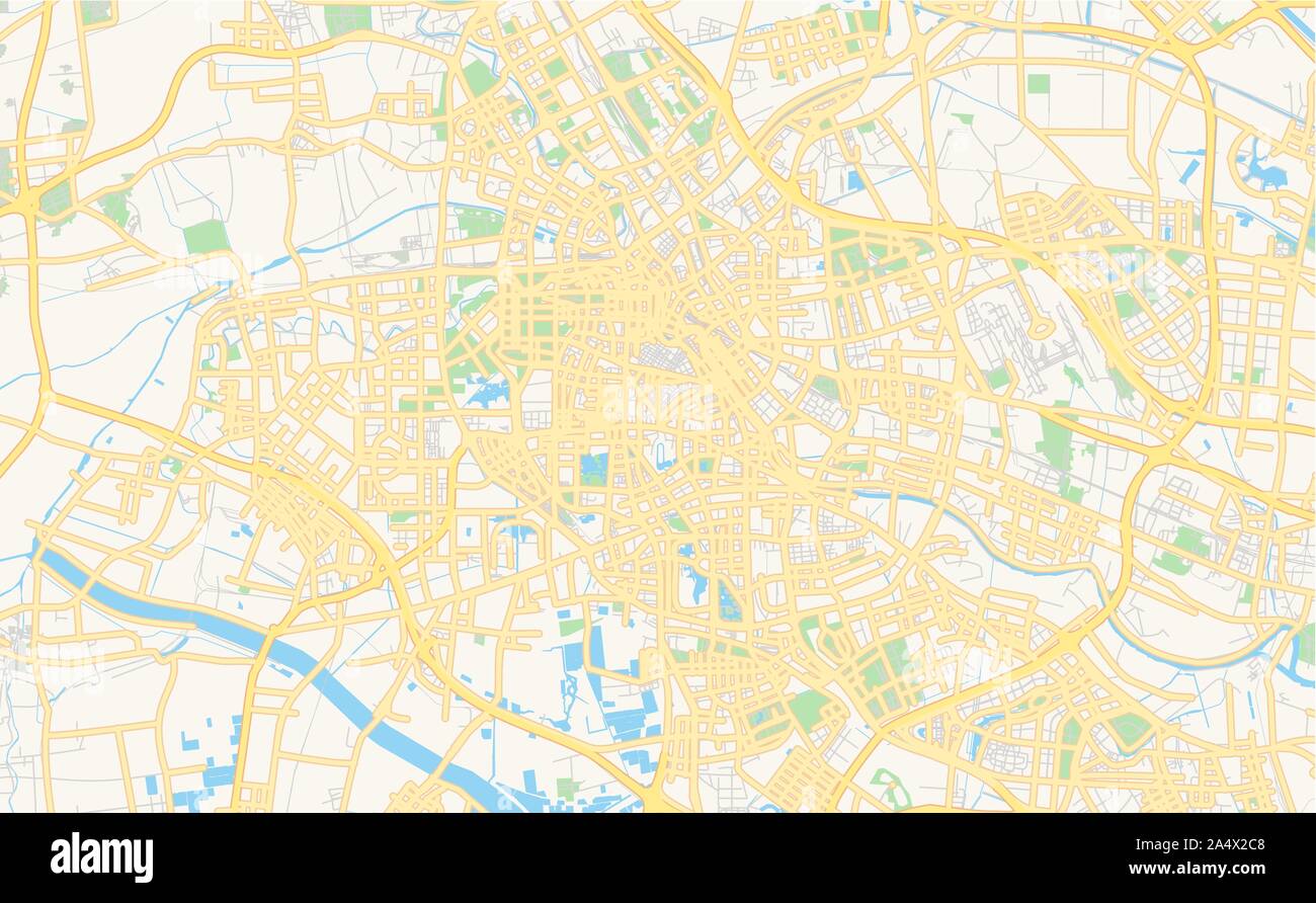 Printable street map of Tianjin, Province Tianjin, China. Map template for business use. Stock Vector