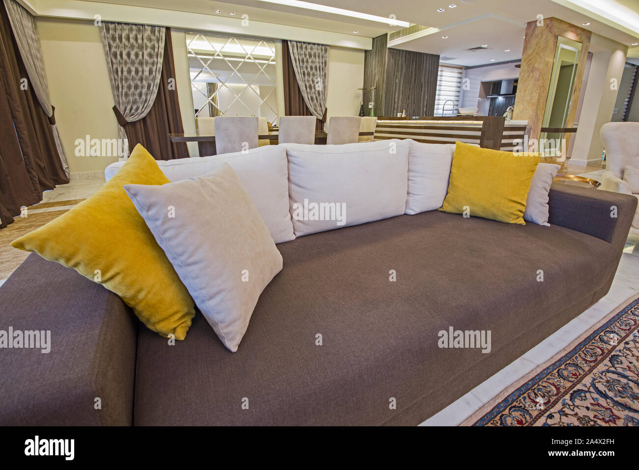 Living room lounge area in luxury apartment show home showing interior ... - Luxury Apartment Seating Areas Design