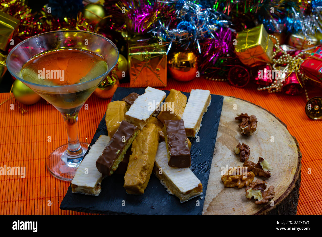 Christmas still lifes and typical foods of these holidays Stock Photo