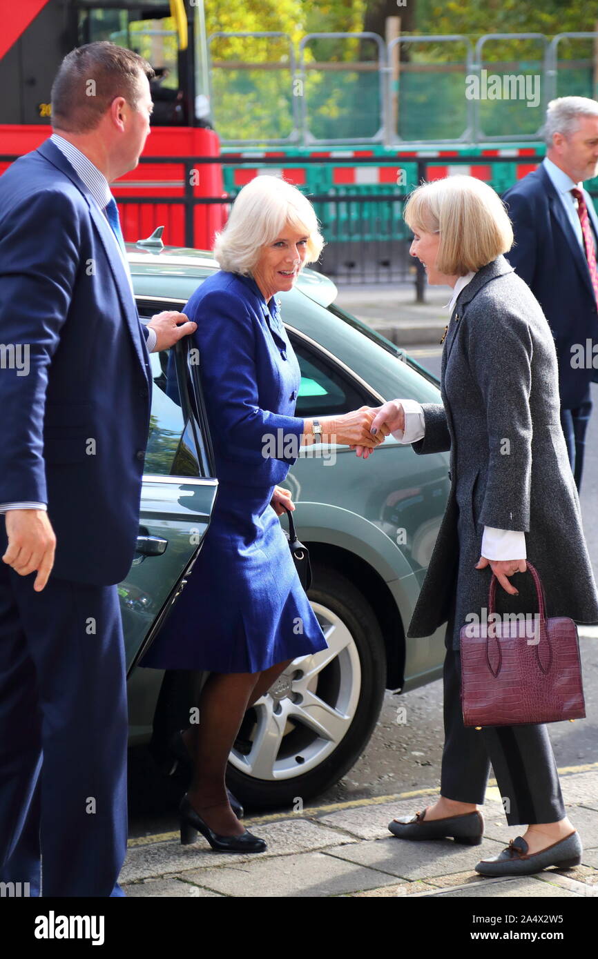London, UK, 16th Oct 2019, The Duchess of Cornwall arrives at the Poetry Together Charity event. Credit: Uwe Deffner / Alamy Live News Stock Photo