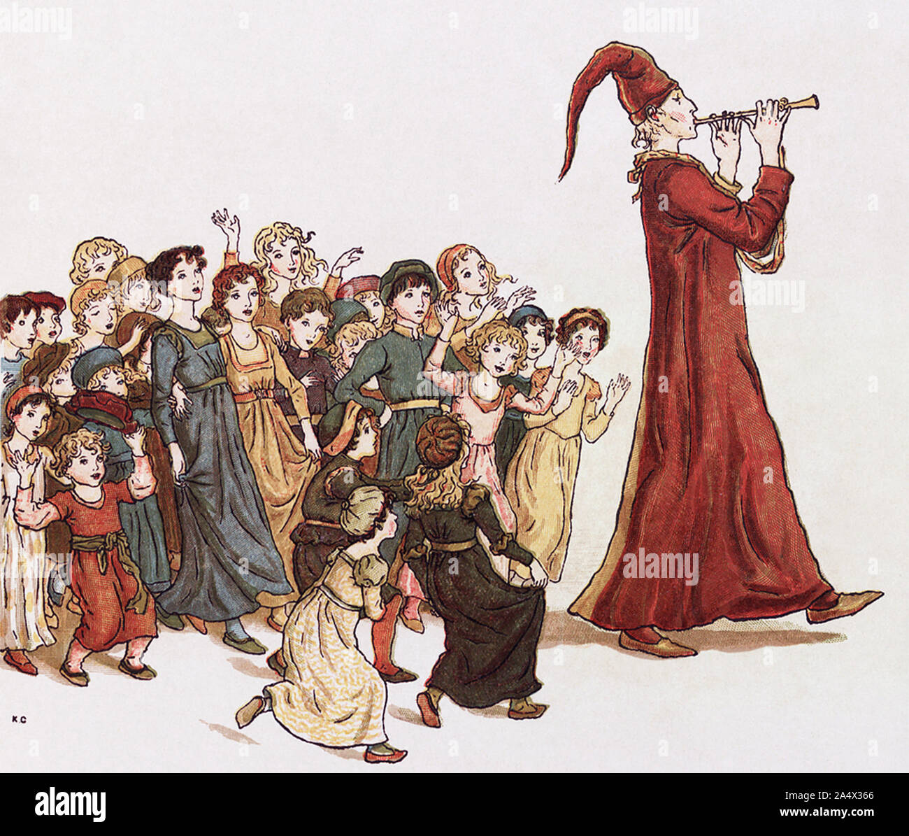 KATE GREENAWAY (1846-1901) English artist and writer. Herr illustration for the Pied Piper of Hamelin Stock Photo
