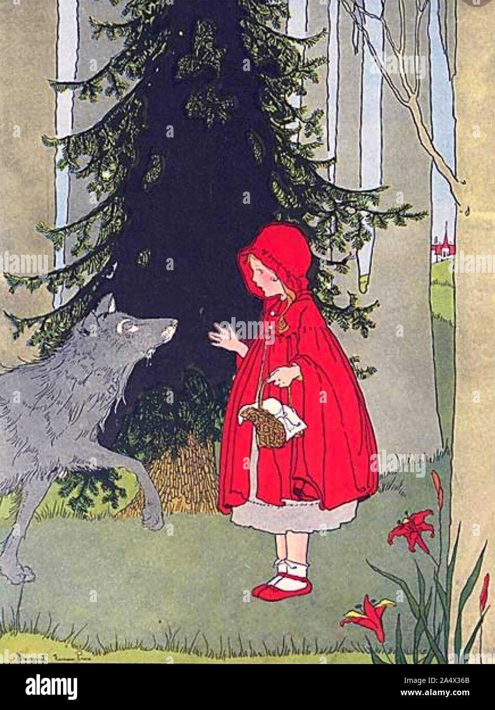 LITTLE RED RIDING HOOD in an early 20th century illustration Stock Photo