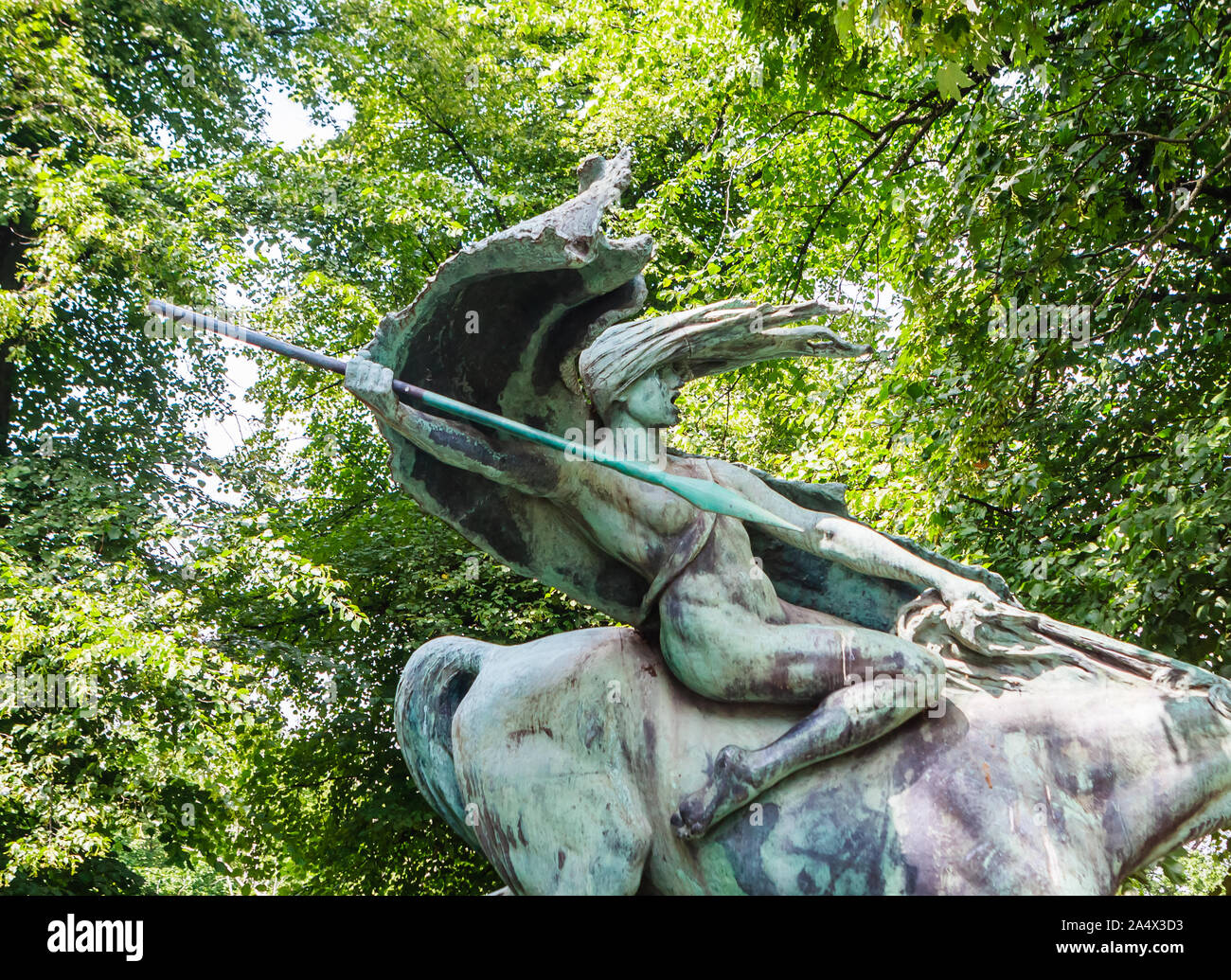 Bronze statue of a Valkyrie by Stephan Sinding in Churchillparken, a public park in Copenhagen, Denmark, Europe Stock Photo