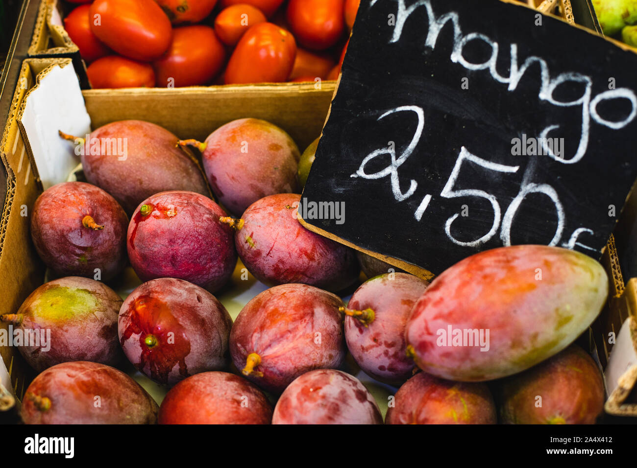 Fresh Mediterranean fruits and vegetables in a market place in Málaga