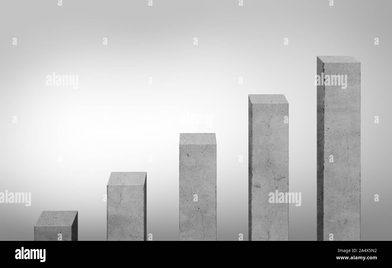 Concrete gray bars different size standing in ascending order Stock Photo