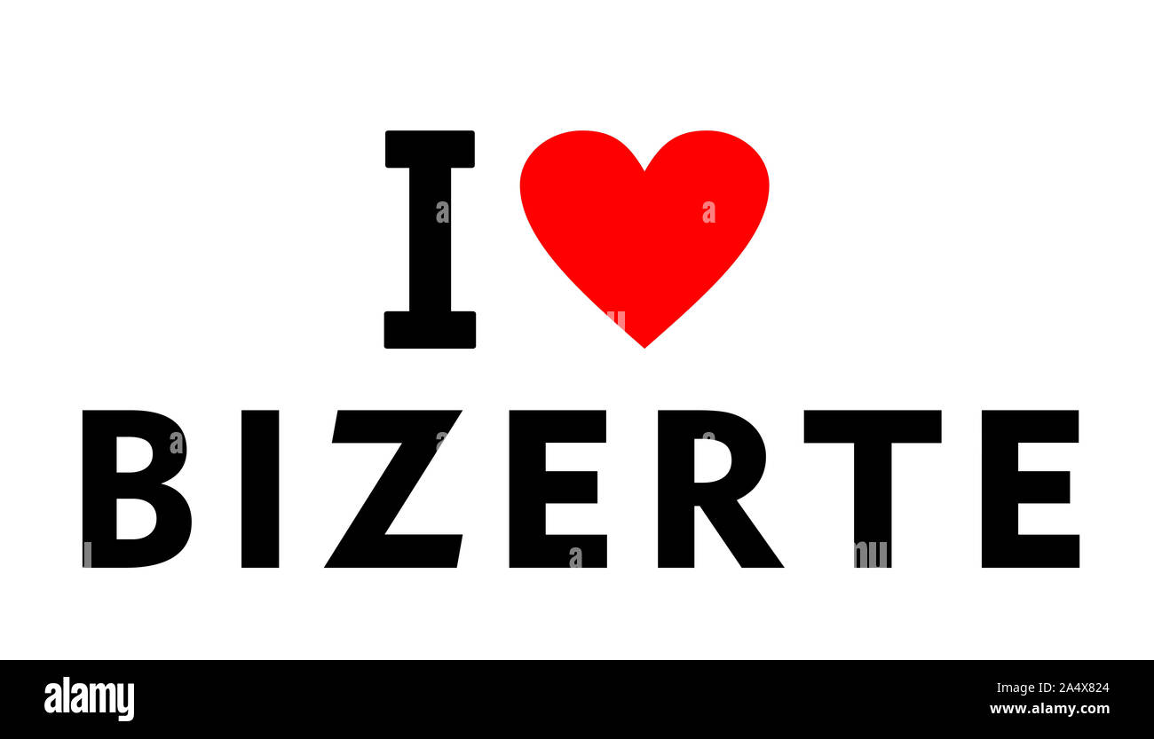 I love Bizerte city Tunisia country heart symbol Stock Photo