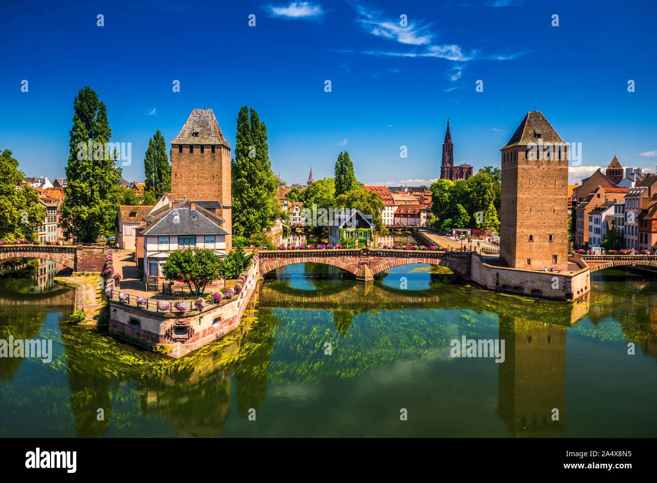 Medieval bridge Ponts Couverts, Barrage Vauban, Strasbourg, Alsace, France, Europe. Stock Photo
