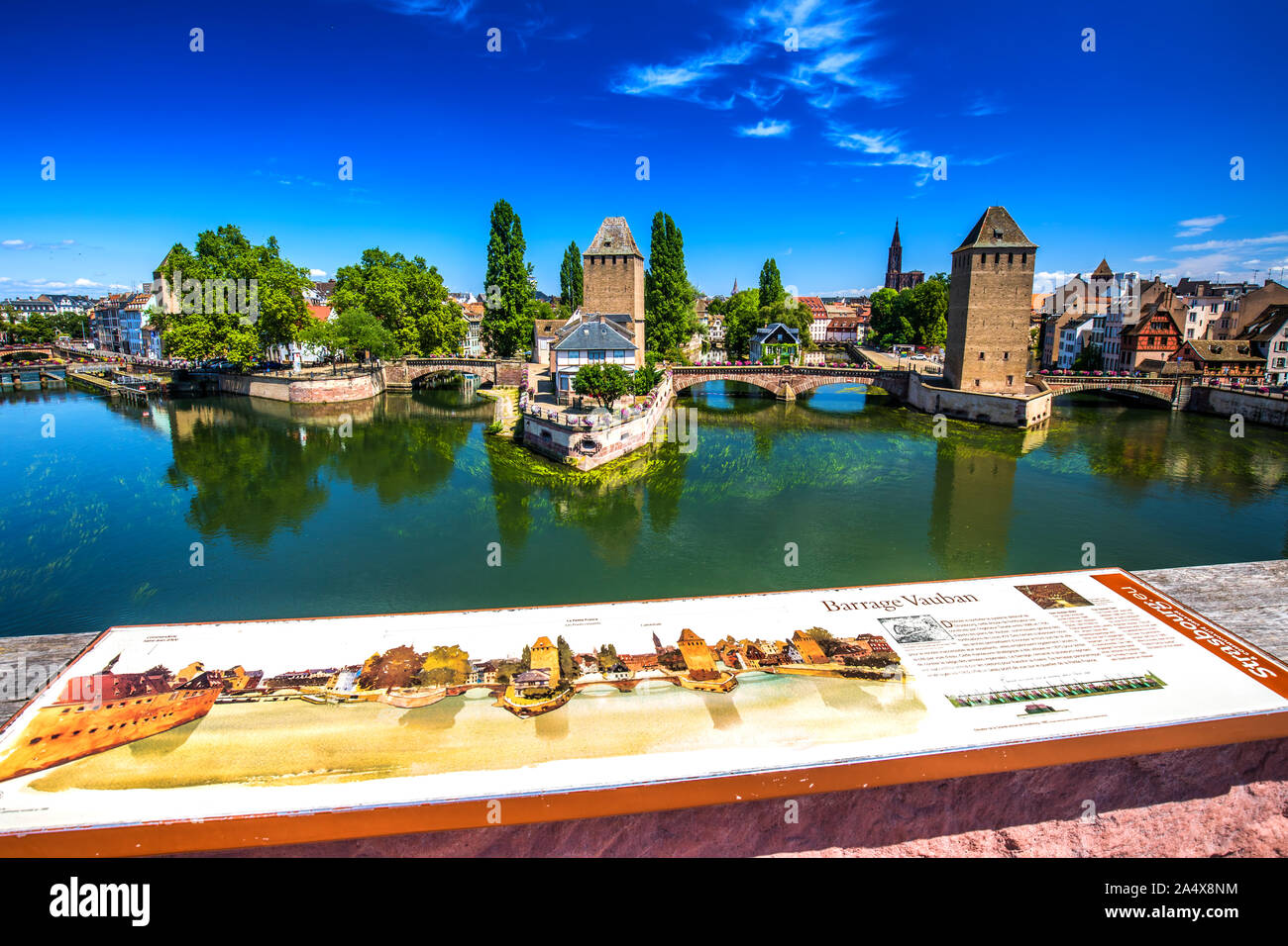 Medieval bridge Ponts Couverts, Barrage Vauban, Strasbourg, Alsase, France, Europe. Stock Photo