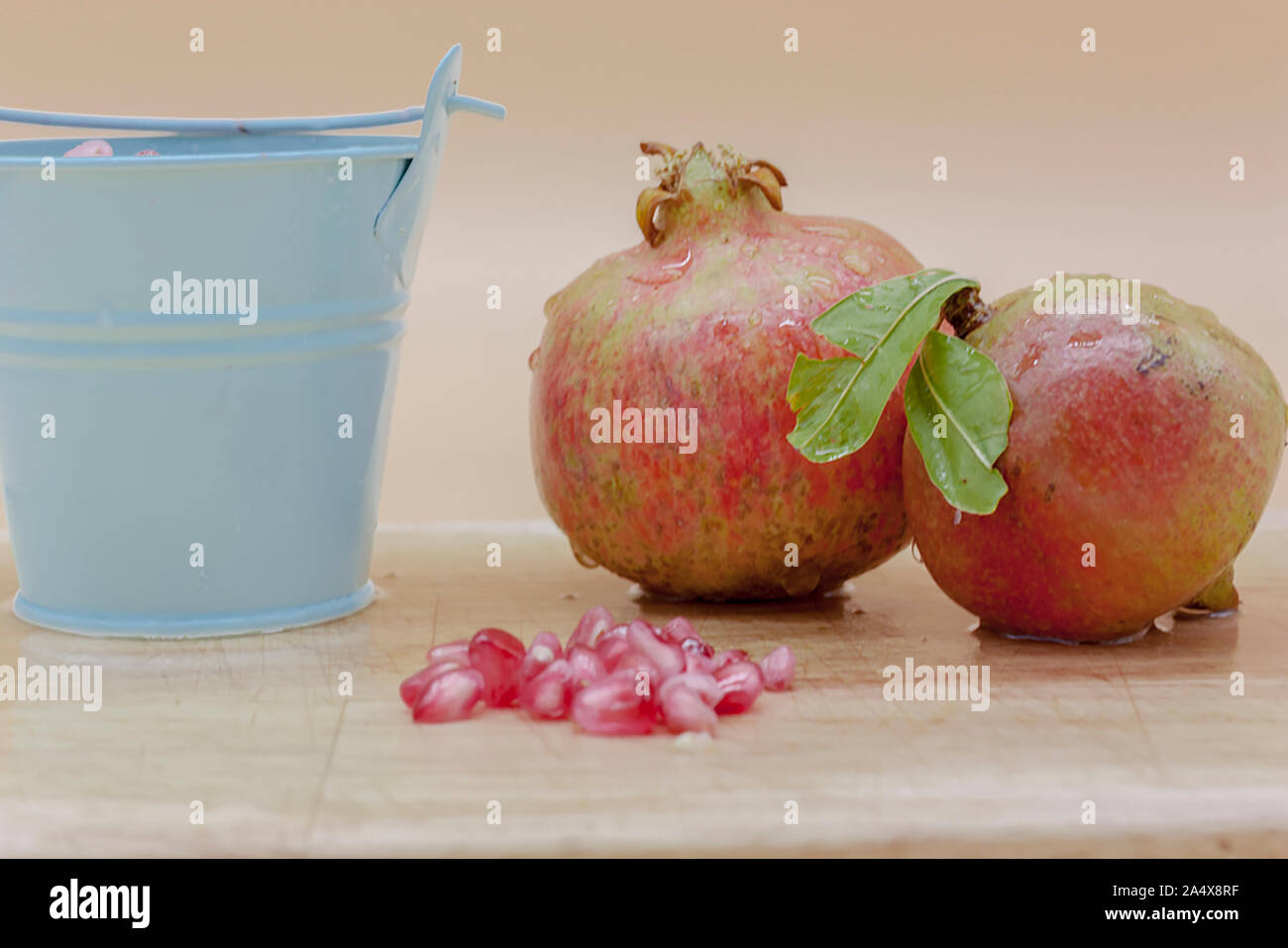 macro photography of granda fruit composition split in half with its f ...