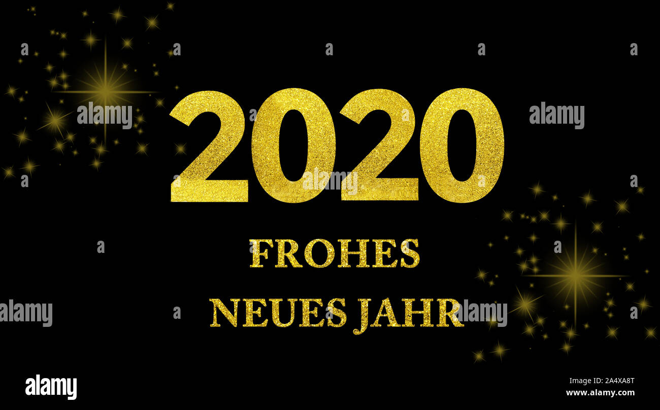 Happy new year 2020. Gold glitter texture on black background Stock ...