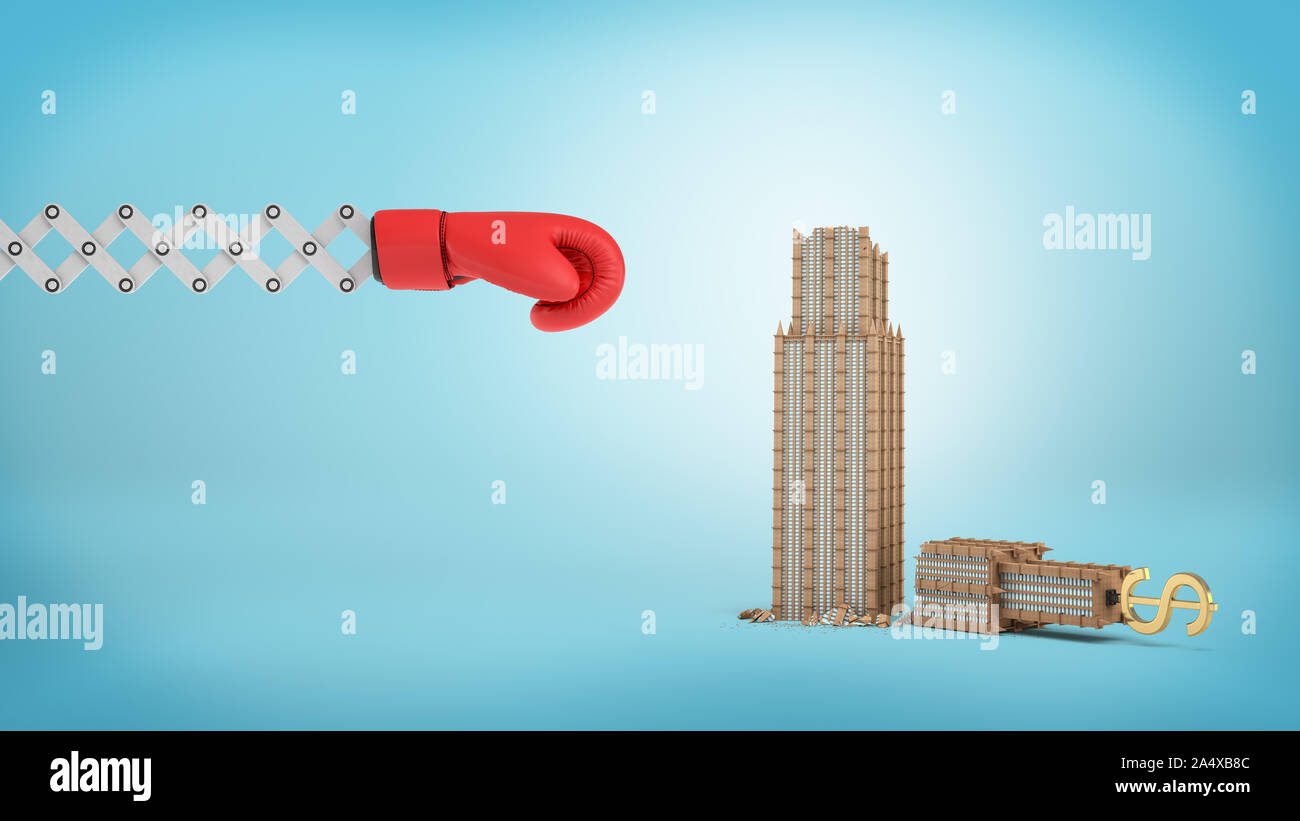 Red boxing glove on a scissor arm hires stock photography and images