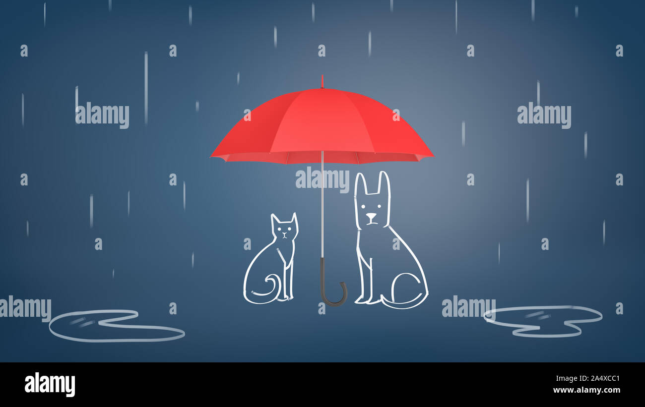 Дожди кэт. Дождь из кошек и собак иллюстрация. Дождя Кэт. Зонтик и кошку желтенькую кошку. Дождь фоны для вектор рисунок иллюстрация.