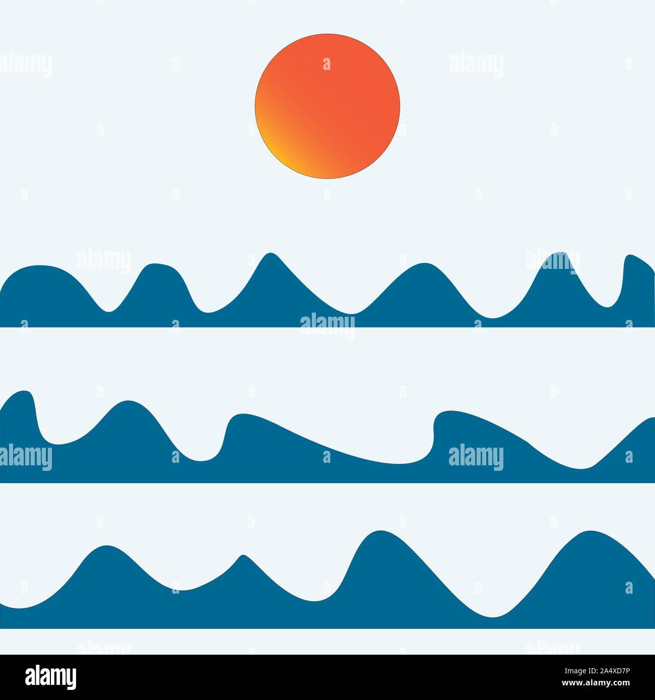 The sun and the sea. Vector illustration Stock Vector
