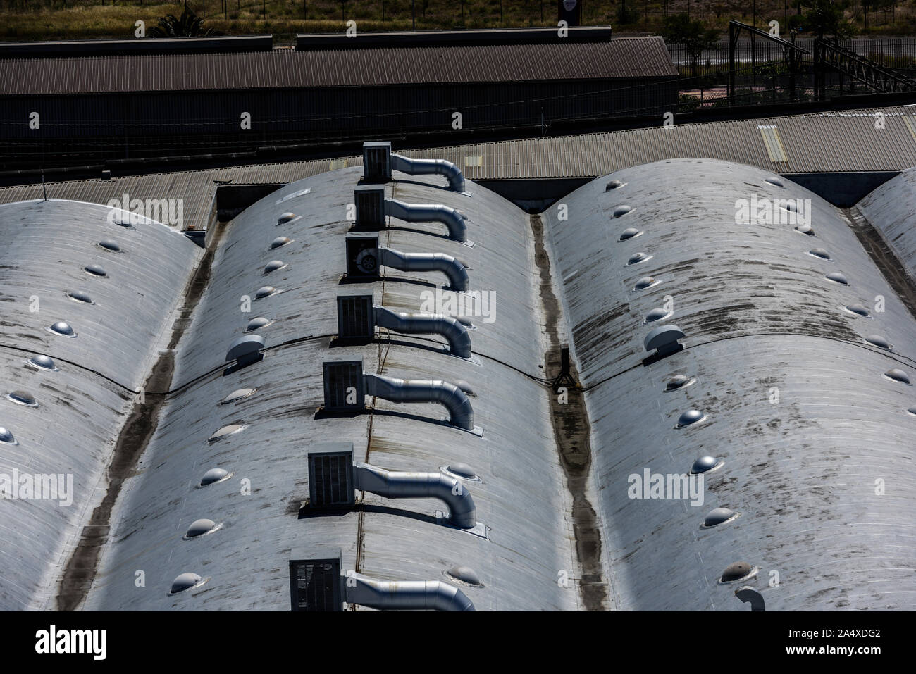 A bunker fuel depot at South Africa's Cape Town container port are fitted with air conditioning units to maintain safe operating temperatures Stock Photo
