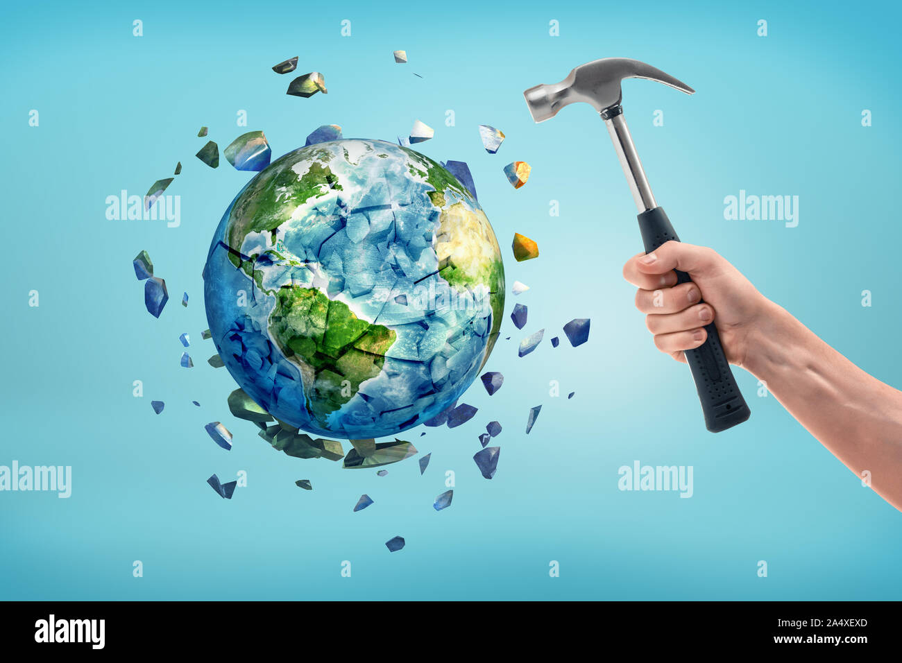 Smashed Earth Shattered globe hi-res stock photography and images - Alamy