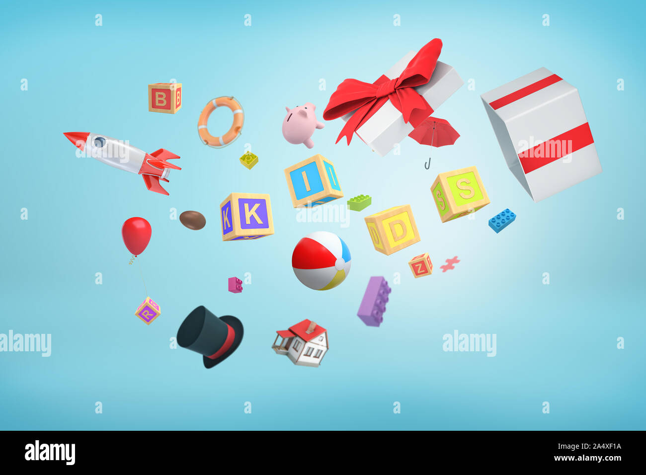 3d rendering of a bunch of miscellaneous objects that have just been ...