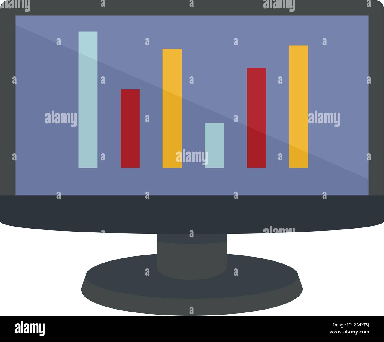 Chart on monitor icon. Flat illustration of chart on monitor vector ...