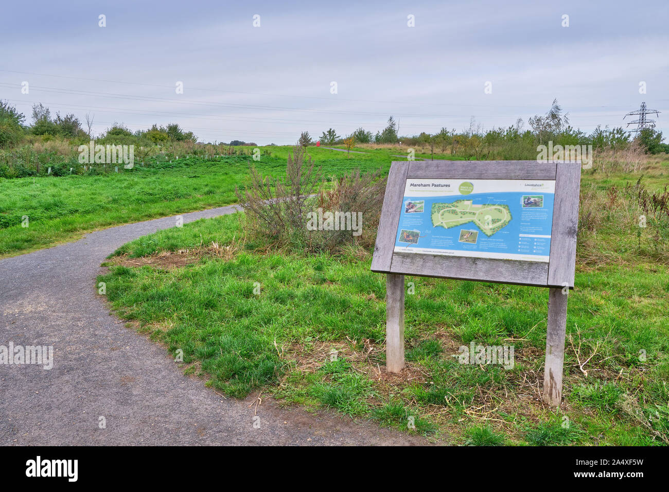 The entrance to Mareham Pastures nature reserve Sleaford, Lincolnshire managed by The Friends of Mareham Pastures and Lincolnshire County Council BHZ Stock Photo