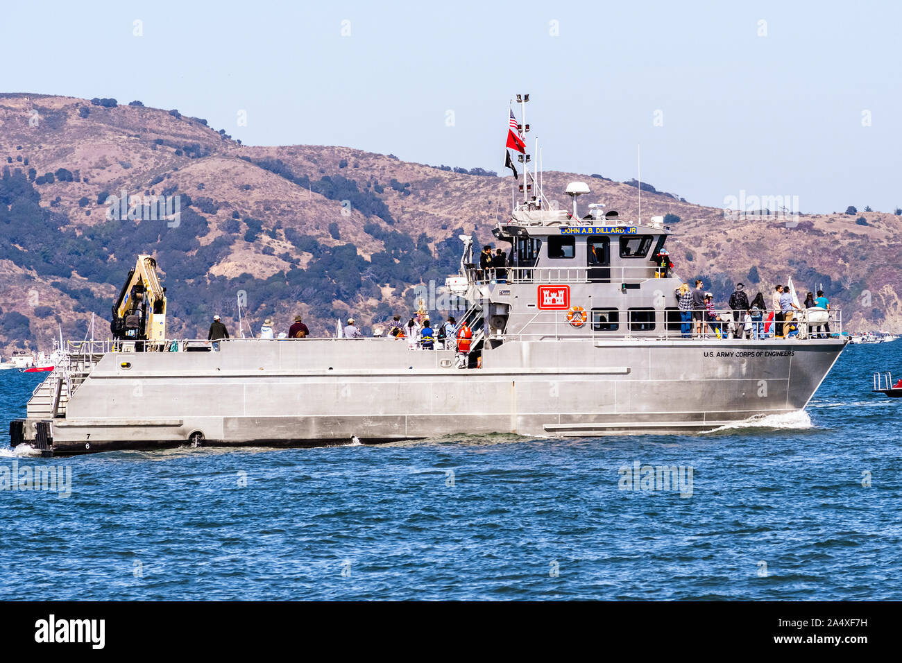Oct 12, 2019 San Francisco / CA / USA - U.S. Army Corps of Engineers vessel participating at the 39th Fleet Week event; Stock Photo