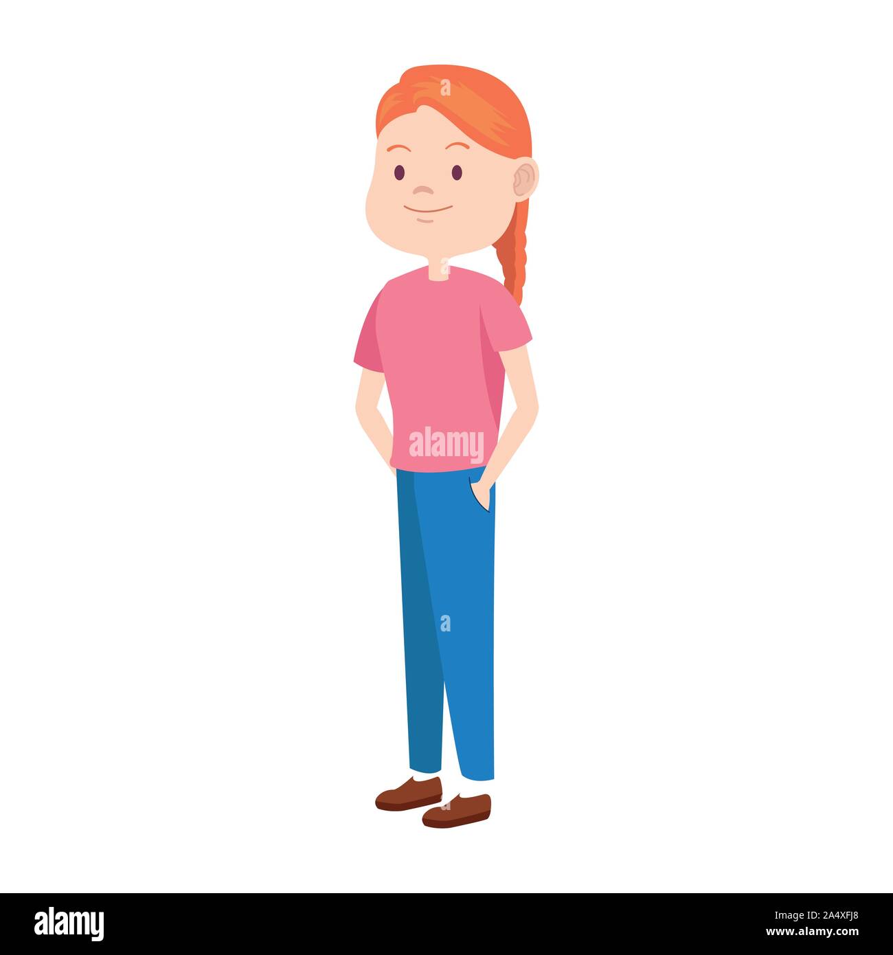 cartoon teen girl standing icon, flat design Stock Vector Image & Art -  Alamy