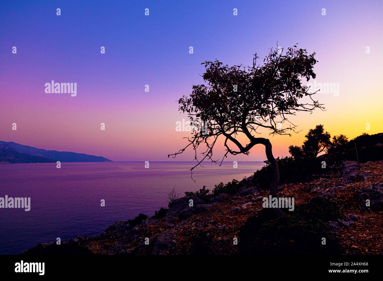 Sunset at Gemiler Island, Turkish Riviera, Turkey Stock Photo
