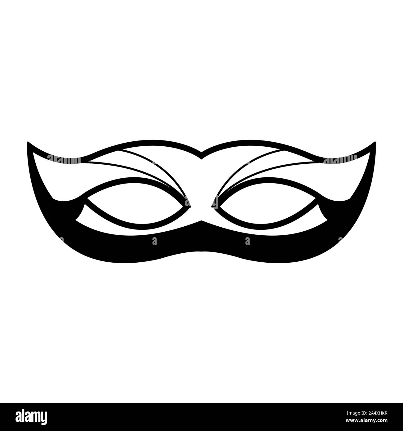 Mardi gras mask icon over white background, black and white design