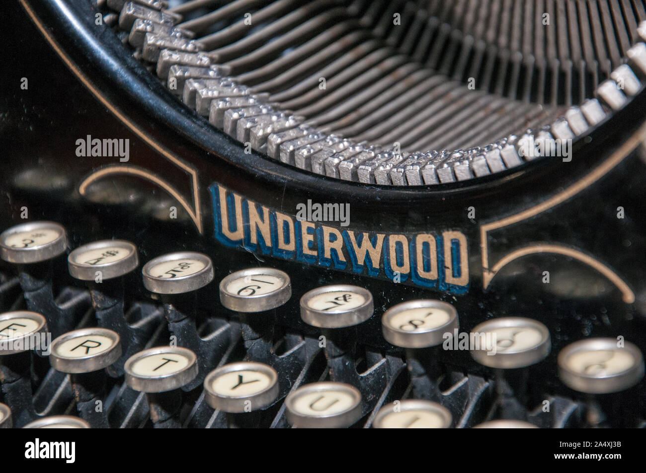 Old typewriters remind us that we have come a long way -- fast - from these mechanical machines to blazing fast computers in modern offices. Stock Photo