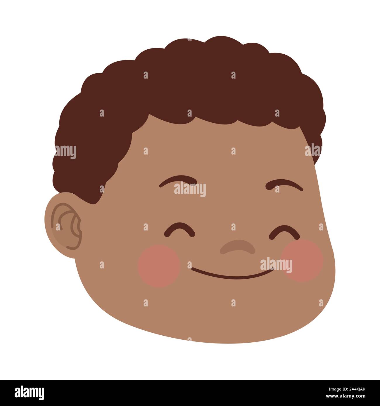 cartoon boy with curly hair icon, flat design Stock Vector