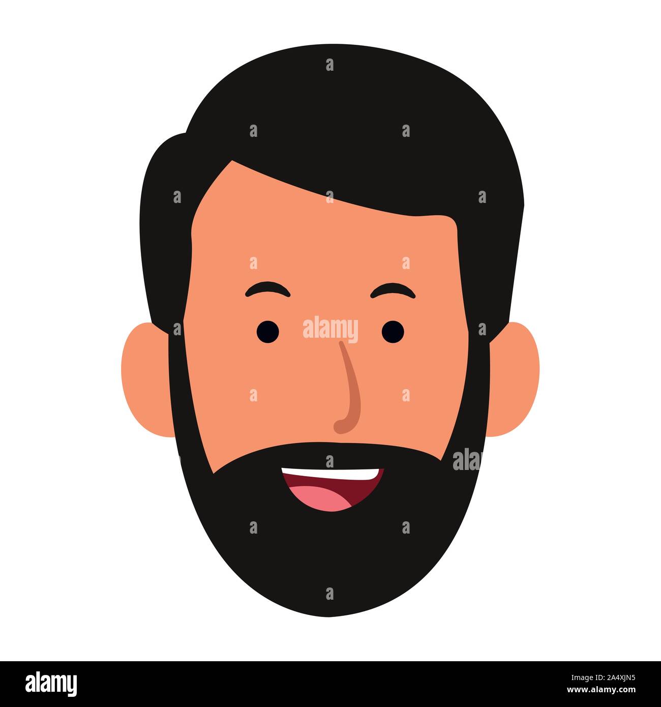 cartoon man face with beard, black and white design Stock Vector Image &  Art - Alamy