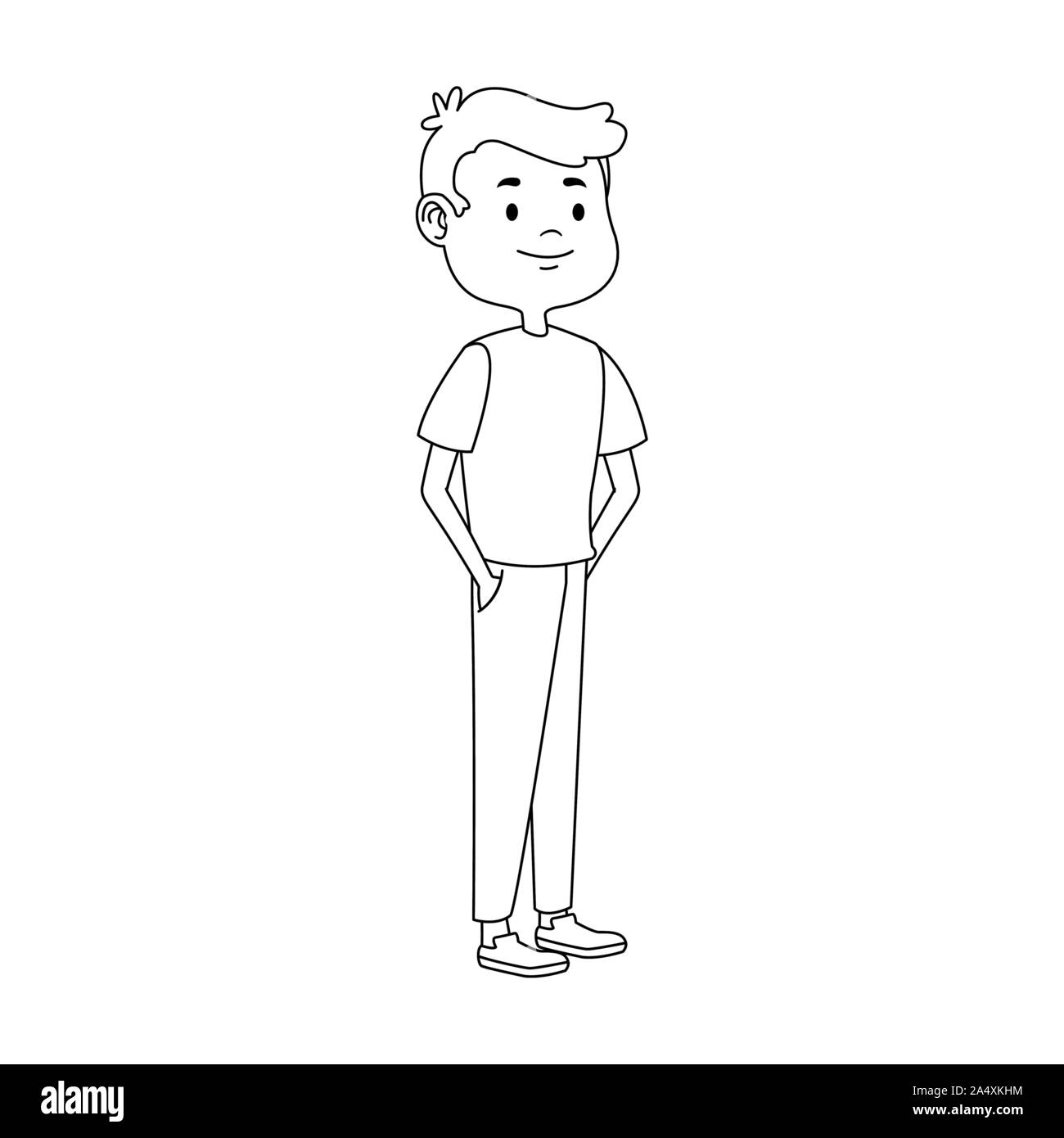 cartoon happy teen boy standing icon Stock Vector Image & Art - Alamy