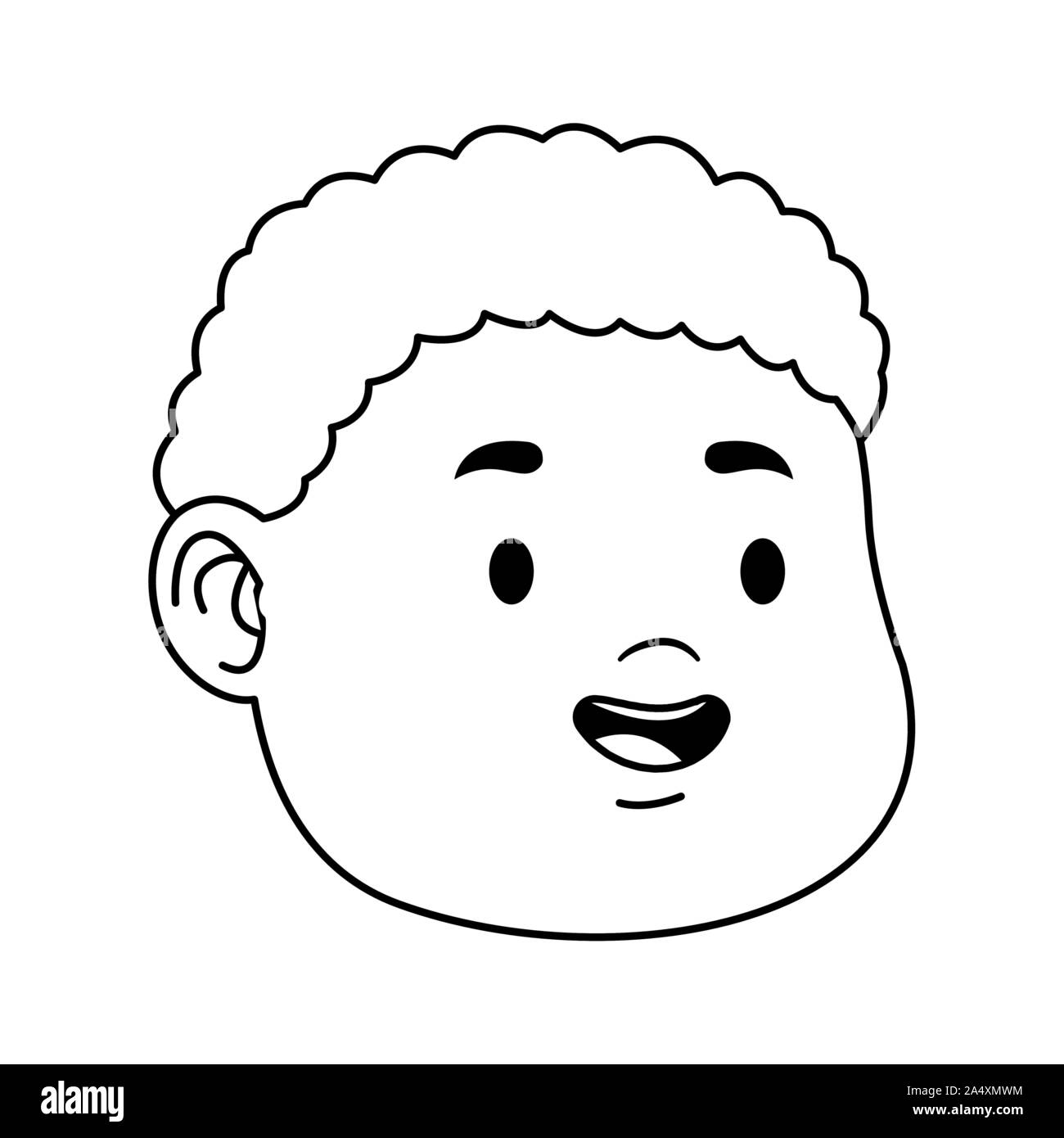 cartoon boy with curly hair icon, flat design Stock Vector